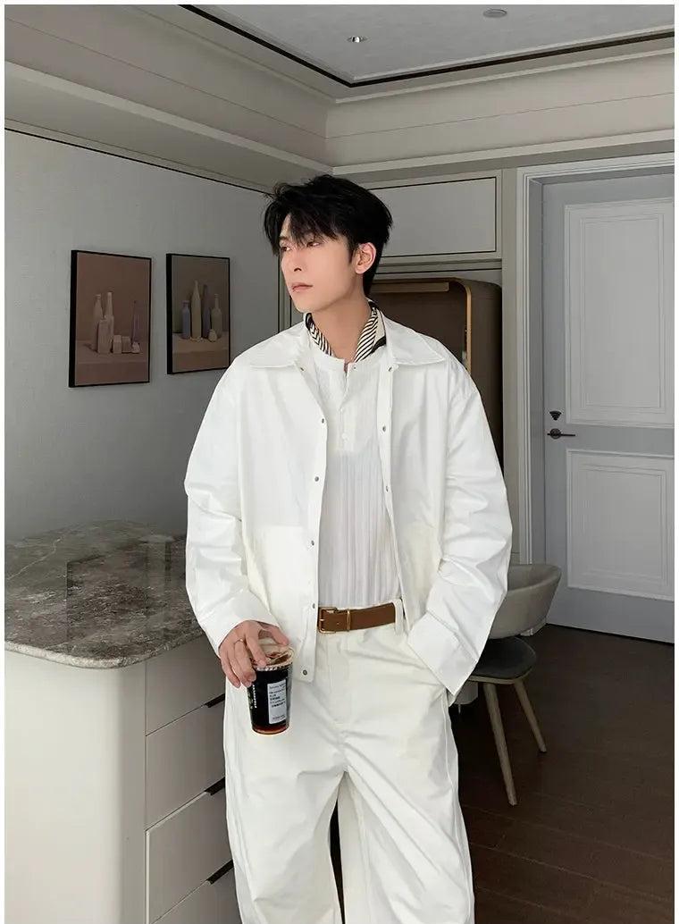 Hua Minimal Plain Buttoned Jacket-korean-fashion-Jacket-Hua's Closet-OH Garments