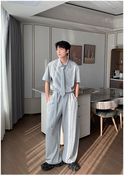 Hua Neck Tie & Belt Strap Detail Jumpsuit-korean-fashion-Jumpsuit-Hua's Closet-OH Garments