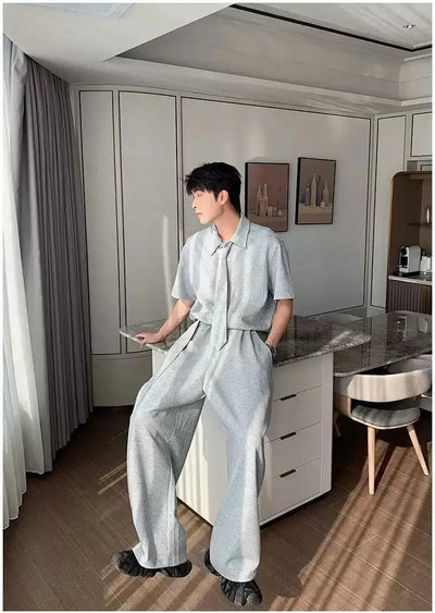 Hua Neck Tie & Belt Strap Detail Jumpsuit-korean-fashion-Jumpsuit-Hua's Closet-OH Garments