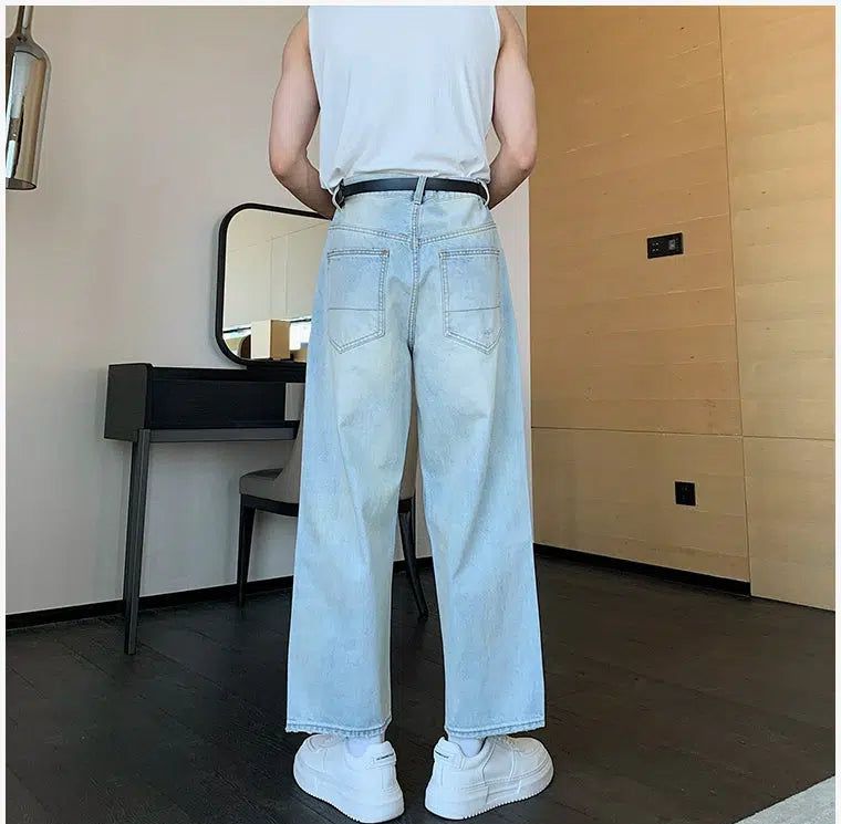 Hua One-Line Ripped Jeans-korean-fashion-Jeans-Hua's Closet-OH Garments