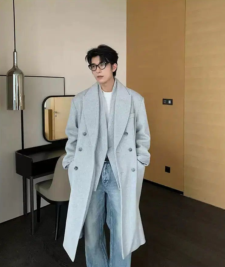 Hua Peak Lapel Multi-Button Overcoat-korean-fashion-Long Coat-Hua's Closet-OH Garments