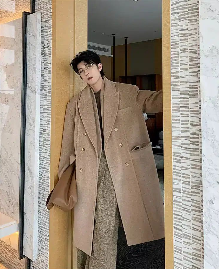 Hua Peak Lapel Multi-Button Overcoat-korean-fashion-Long Coat-Hua's Closet-OH Garments