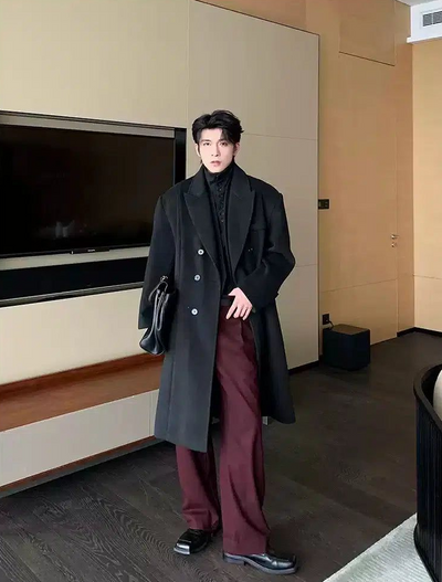 Hua Peak Lapel Multi-Button Overcoat-korean-fashion-Long Coat-Hua's Closet-OH Garments