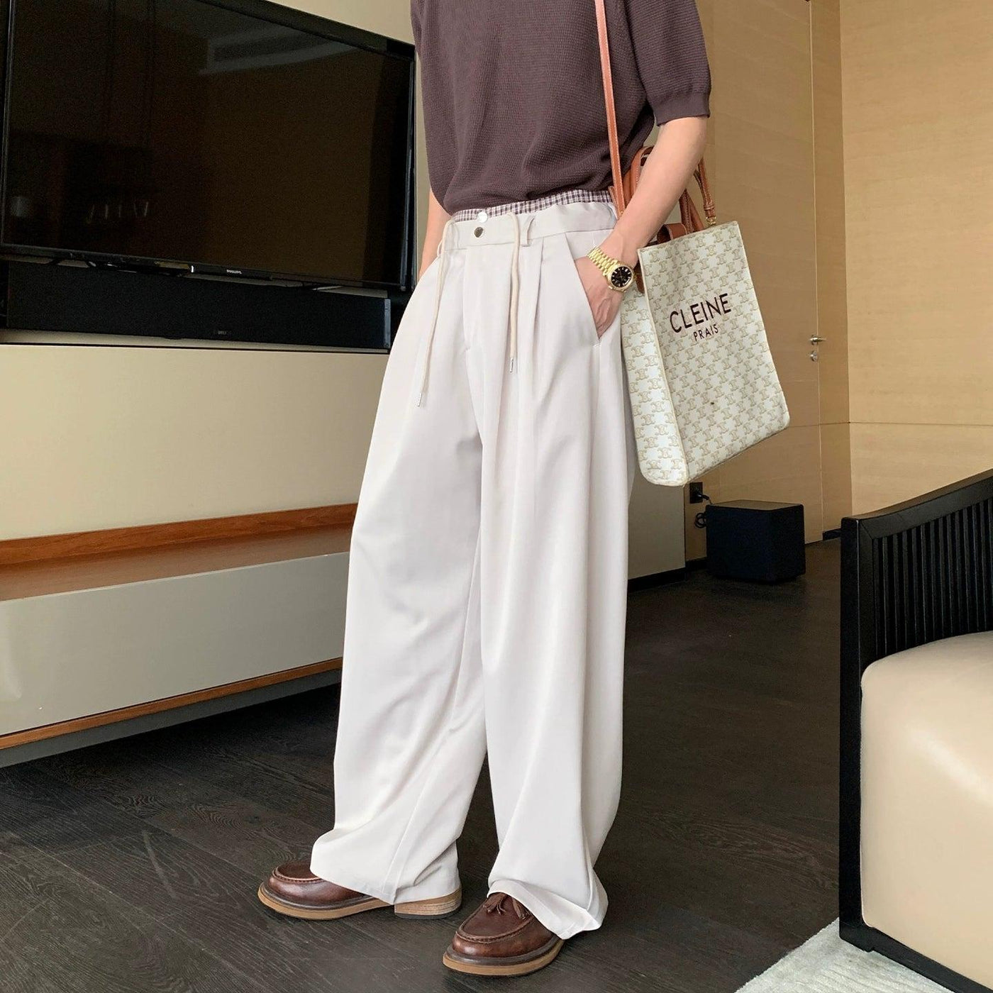 Hua Plaid Layered Waist Pants-korean-fashion-Pants-Hua's Closet-OH Garments
