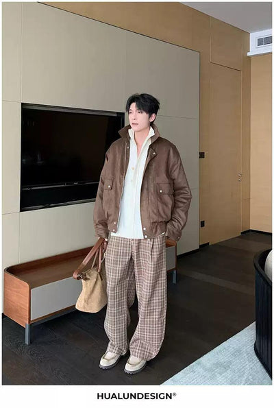 Hua Plaid Loose Fit Pants-korean-fashion-Pants-Hua's Closet-OH Garments