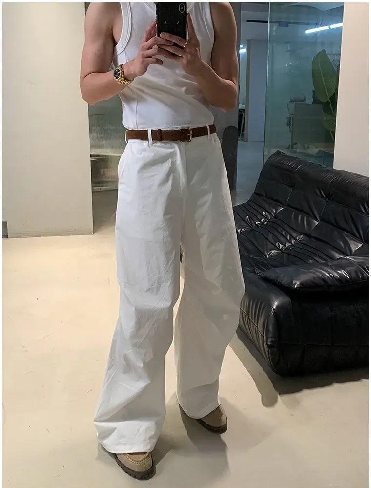 Hua Plain Side Pleated Track Pants-korean-fashion-Pants-Hua's Closet-OH Garments