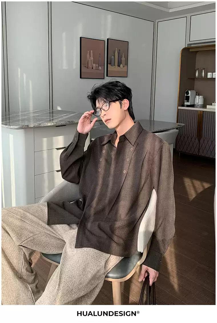 Hua Pleated Button Detail Shirt-korean-fashion-Shirt-Hua's Closet-OH Garments