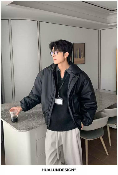 Hua Ruched Hem Lined Full-Zip Jacket-korean-fashion-Jacket-Hua's Closet-OH Garments