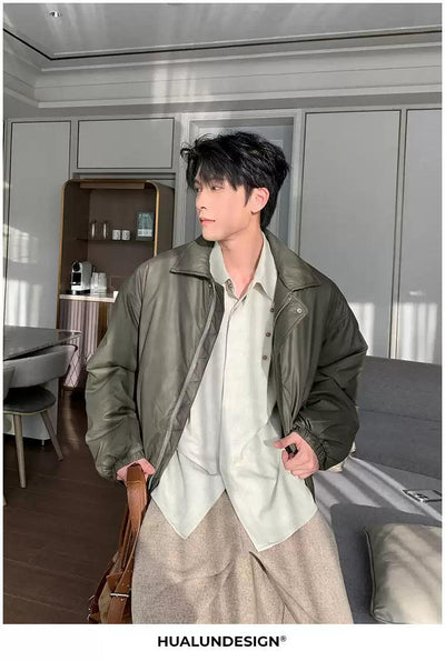 Hua Ruched Hem Lined Full-Zip Jacket-korean-fashion-Jacket-Hua's Closet-OH Garments