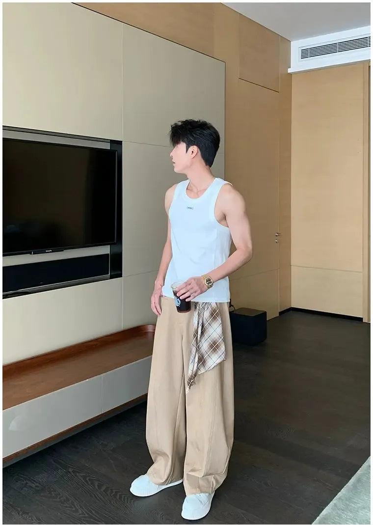 Hua Scarf Spliced Pocket Pants-korean-fashion-Jeans-Hua's Closet-OH Garments