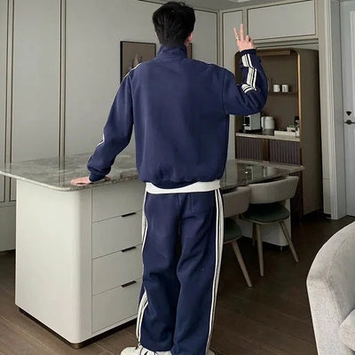 Hua Side-Lined Athleisure Jacket & Sweatpants Set-korean-fashion-Clothing Set-Hua's Closet-OH Garments