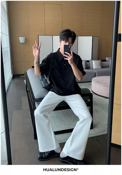 Hua Size Zipped Pocket Straight Pants-korean-fashion-Pants-Hua's Closet-OH Garments