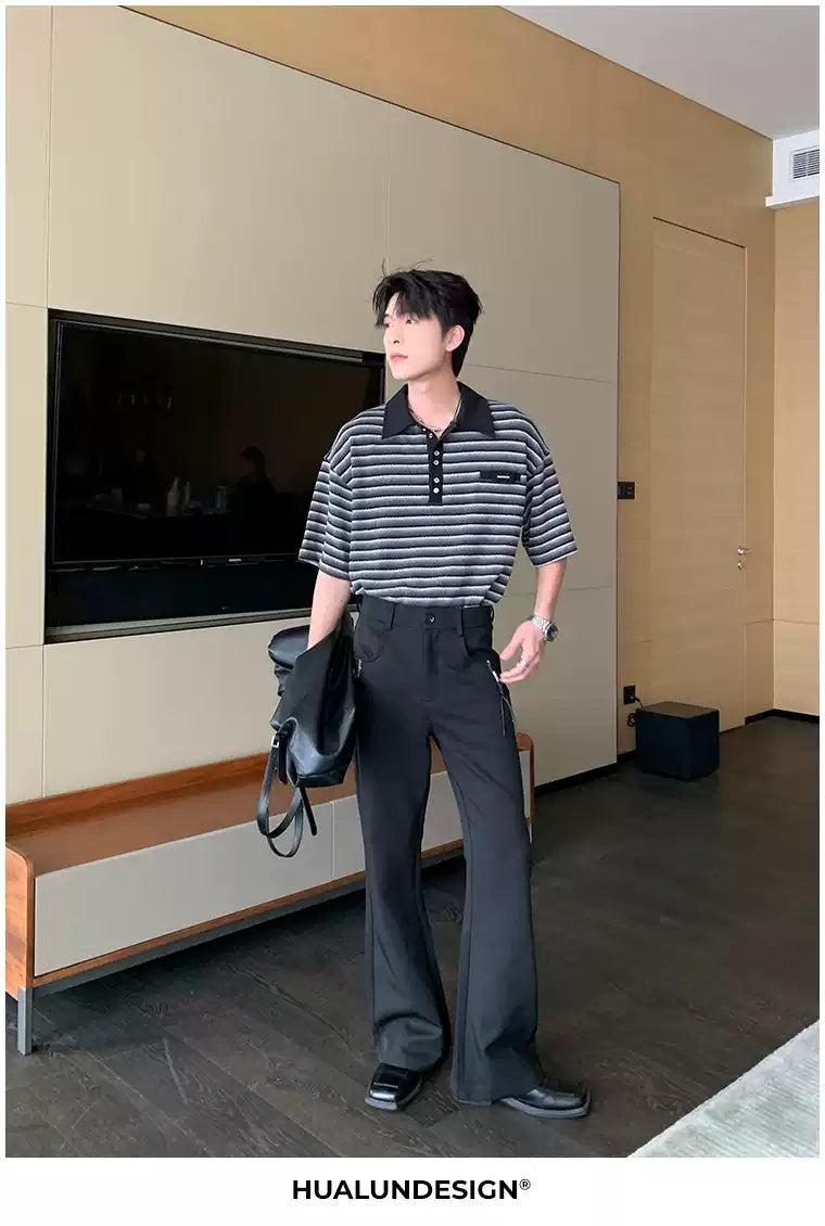 Hua Size Zipped Pocket Straight Pants-korean-fashion-Pants-Hua's Closet-OH Garments