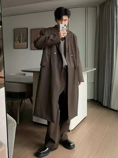 Hua Slant Pocket Double Breast Trench Coat-korean-fashion-Long Coat-Hua's Closet-OH Garments