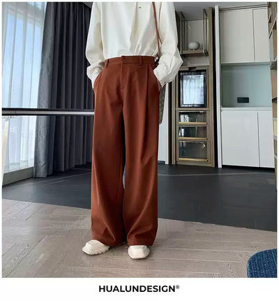 Hua Slant Pocket Loose Pleats Trousers-korean-fashion-Trousers-Hua's Closet-OH Garments