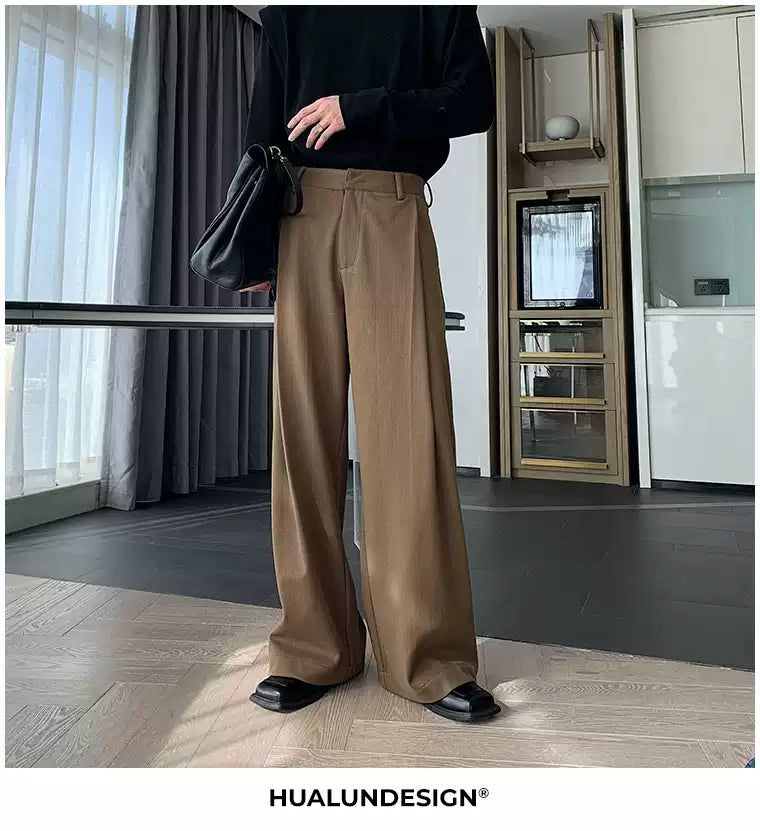 Hua Slant Pocket Loose Pleats Trousers-korean-fashion-Trousers-Hua's Closet-OH Garments