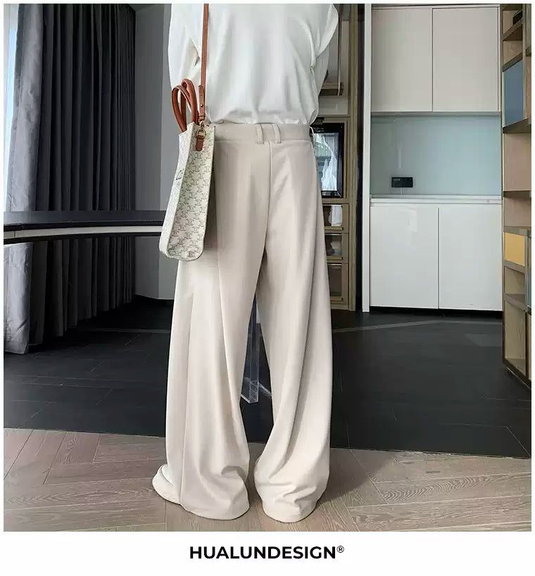 Hua Slant Pocket Loose Pleats Trousers-korean-fashion-Trousers-Hua's Closet-OH Garments