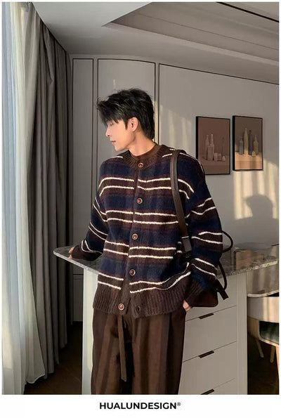 Hua Striped Brushed Knit Cardigan-korean-fashion-Cardigan-Hua's Closet-OH Garments