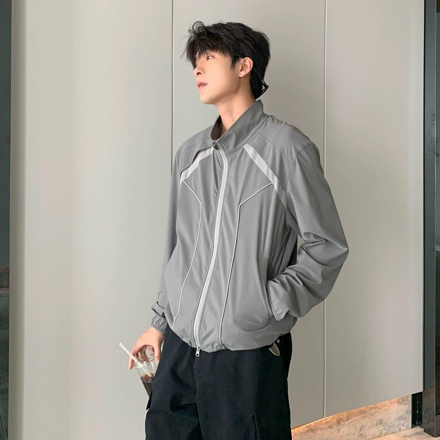 Hua Structured Athleisure Zipped Jacket-korean-fashion-Jacket-Hua's Closet-OH Garments