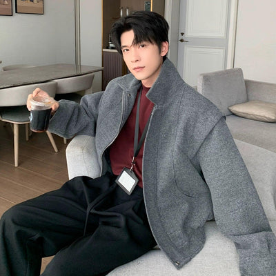 Hua Structured Boxy Zip-Up Jacket-korean-fashion-Jacket-Hua's Closet-OH Garments