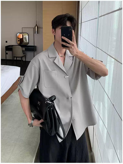 Hua Structured Clip Button Shirt-korean-fashion-Shirt-Hua's Closet-OH Garments