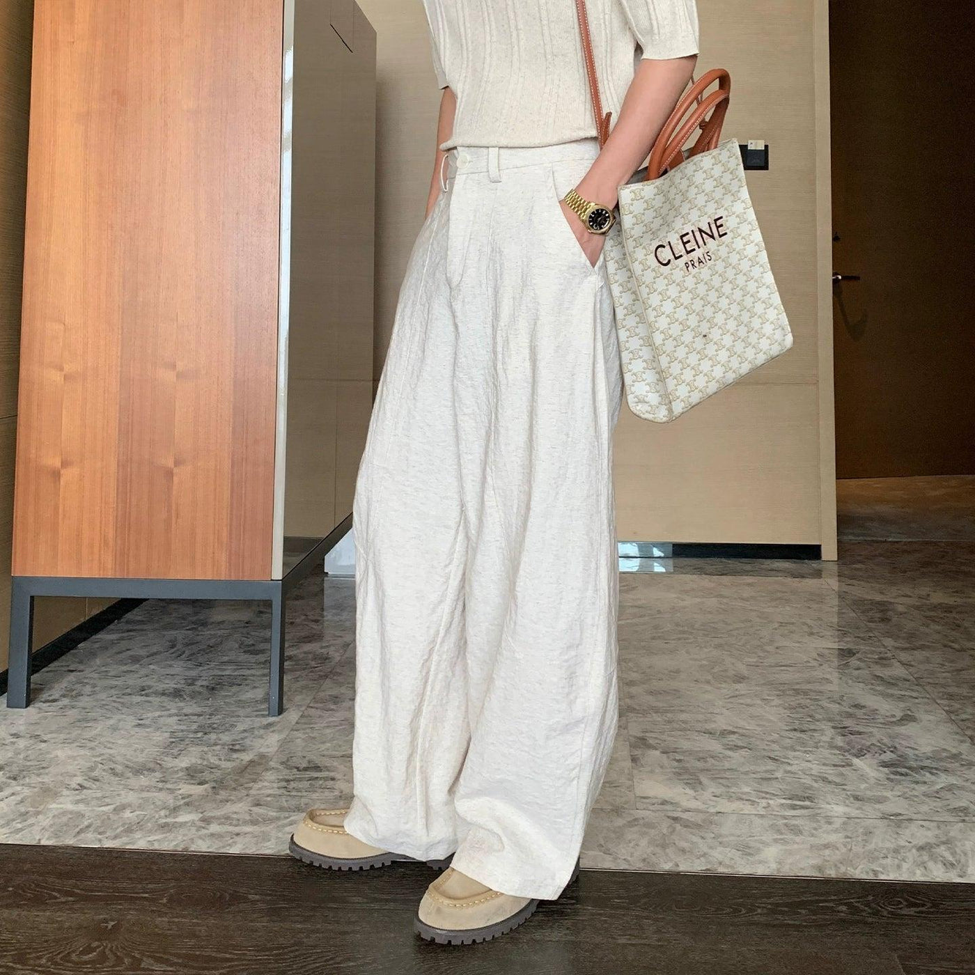 Hua Structured Linen Wide Pants-korean-fashion-Pants-Hua's Closet-OH Garments