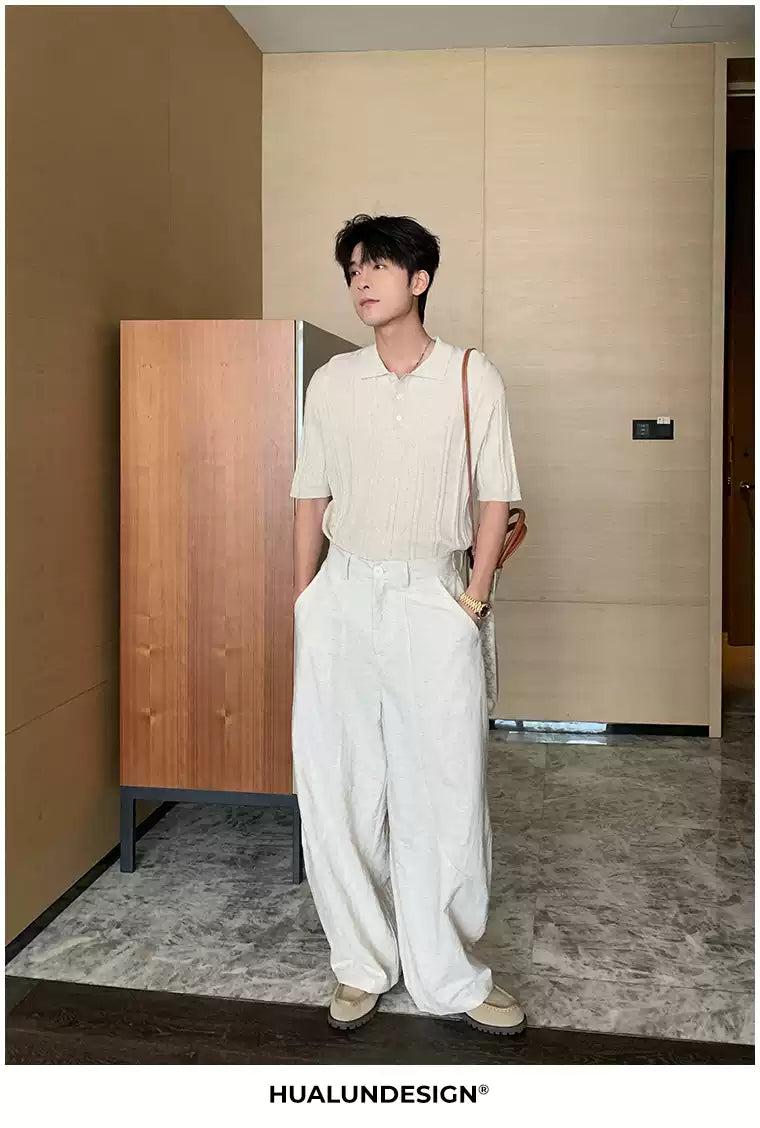 Hua Structured Linen Wide Pants-korean-fashion-Pants-Hua's Closet-OH Garments