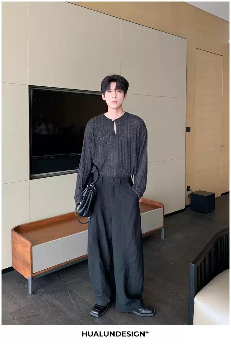 Hua Structured Linen Wide Pants-korean-fashion-Pants-Hua's Closet-OH Garments