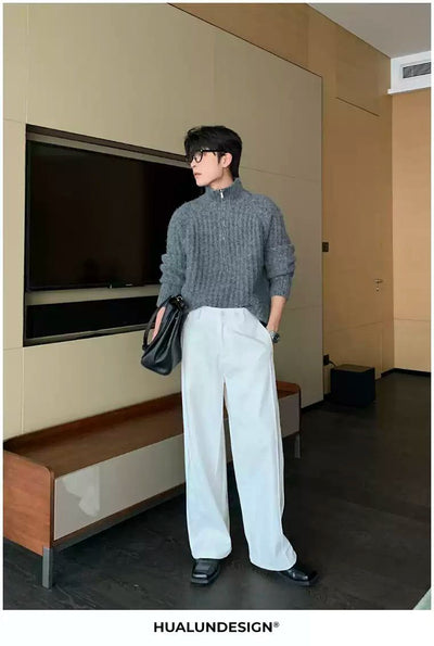 Hua Two-Buttons Seam Detail Trousers-korean-fashion-Trousers-Hua's Closet-OH Garments