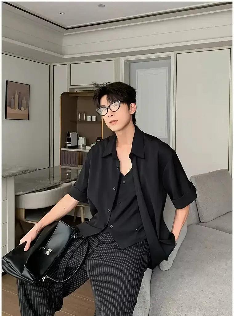 Hua Vest Layered Casual Shirt-korean-fashion-Shirt-Hua's Closet-OH Garments