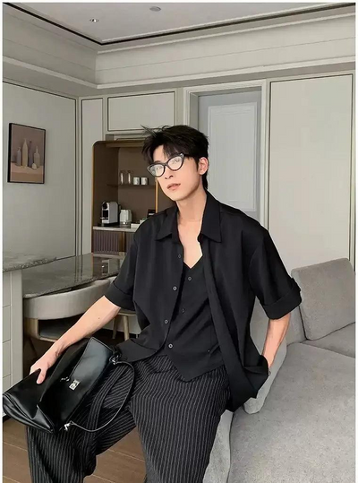 Hua Vest Layered Casual Shirt-korean-fashion-Shirt-Hua's Closet-OH Garments