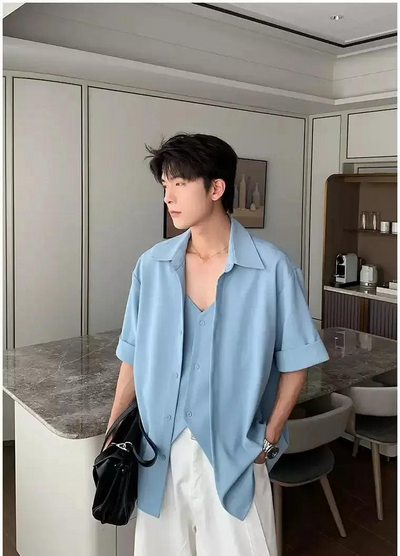 Hua Vest Layered Casual Shirt-korean-fashion-Shirt-Hua's Closet-OH Garments