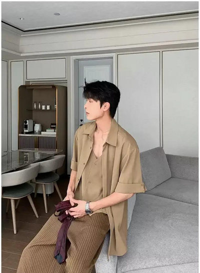 Hua Vest Layered Casual Shirt-korean-fashion-Shirt-Hua's Closet-OH Garments