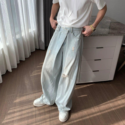 Hua Washed & Distressed Jeans-korean-fashion-Jeans-Hua's Closet-OH Garments
