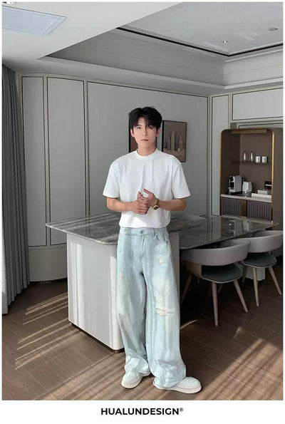 Hua Washed & Distressed Jeans-korean-fashion-Jeans-Hua's Closet-OH Garments