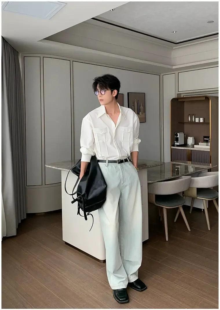 Hua Washed Faded Straight Jeans-korean-fashion-Jeans-Hua's Closet-OH Garments