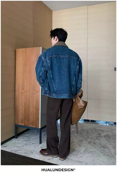 Hua Washed Teddy Lined Denim Jacket-korean-fashion-Jacket-Hua's Closet-OH Garments