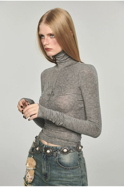 Jinn Basic Rhinestone Slim Fit Turtleneck-korean-fashion-Turtleneck-Jinn's Closet-OH Garments