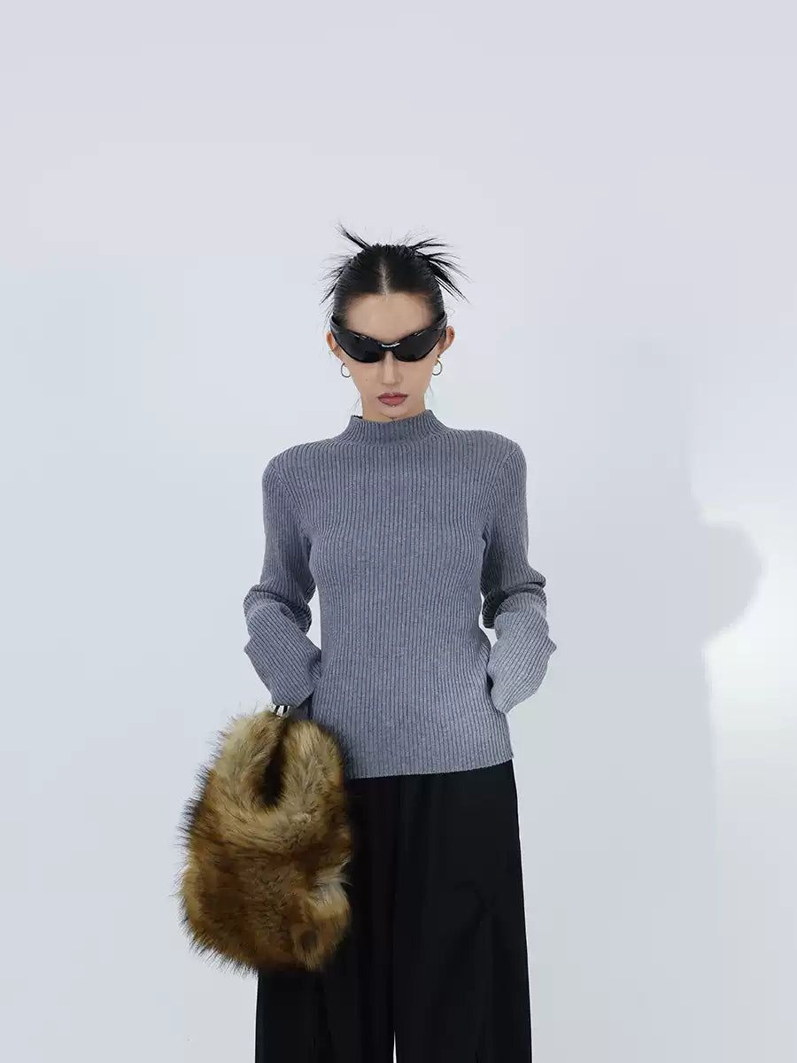 Kei Blend Woollen Knitted Mockneck-korean-fashion-Mockneck-Kei's Closet-OH Garments