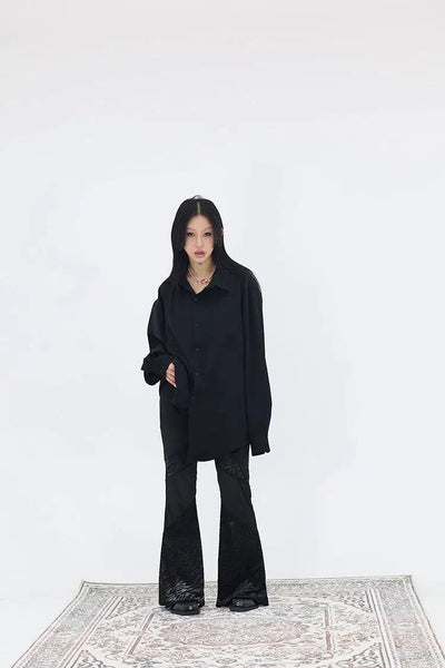 Kei Burnt Pattern Flared Velvet Pants-korean-fashion-Pants-Kei's Closet-OH Garments