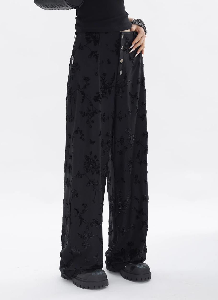 Kei Button-Down Textured Pants-korean-fashion-Pants-Kei's Closet-OH Garments