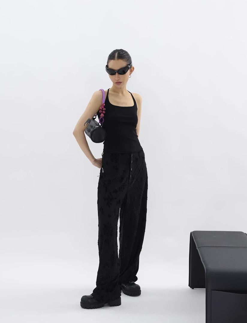 Kei Button-Down Textured Pants-korean-fashion-Pants-Kei's Closet-OH Garments