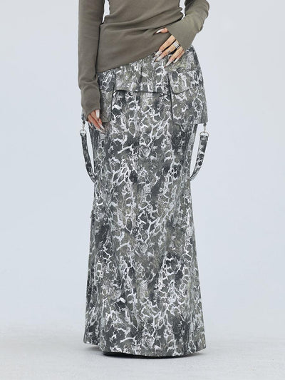 Kei Camouflage Strap Detail Long Skirt-korean-fashion-Skirt-Kei's Closet-OH Garments