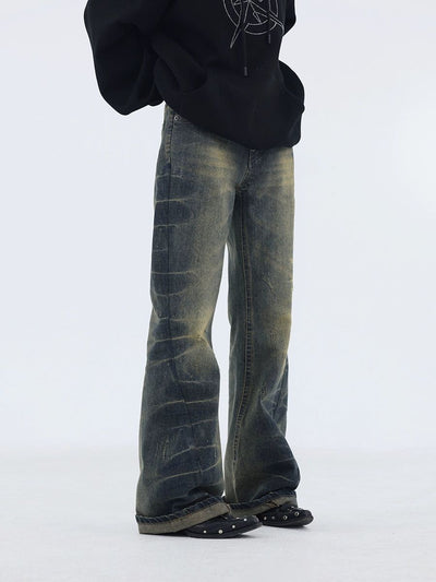 Kei Crack Faded Flare Jeans-korean-fashion-Jeans-Kei's Closet-OH Garments