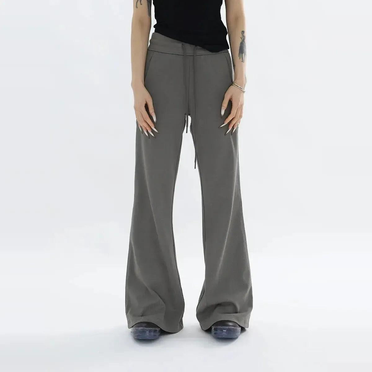 Kei Drawcord Waist Flared Sweatpants-korean-fashion-Pants-Kei's Closet-OH Garments