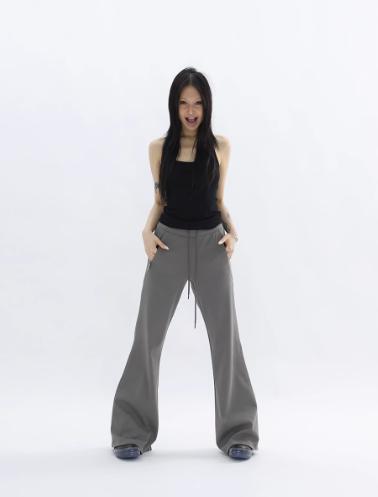 Kei Drawcord Waist Flared Sweatpants-korean-fashion-Pants-Kei's Closet-OH Garments