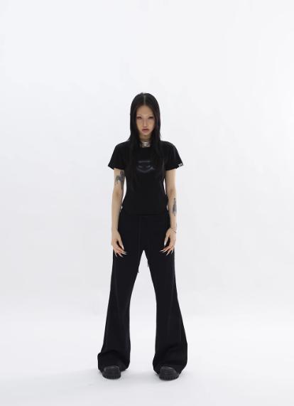 Kei Drawcord Waist Flared Sweatpants-korean-fashion-Pants-Kei's Closet-OH Garments