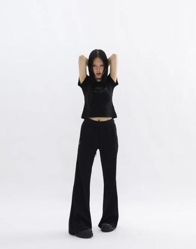 Kei Drawcord Waist Flared Sweatpants-korean-fashion-Pants-Kei's Closet-OH Garments