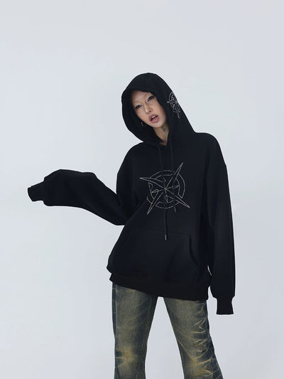 Kei Drawstring Rhinestone Graphic Hoodie-korean-fashion-Hoodie-Kei's Closet-OH Garments