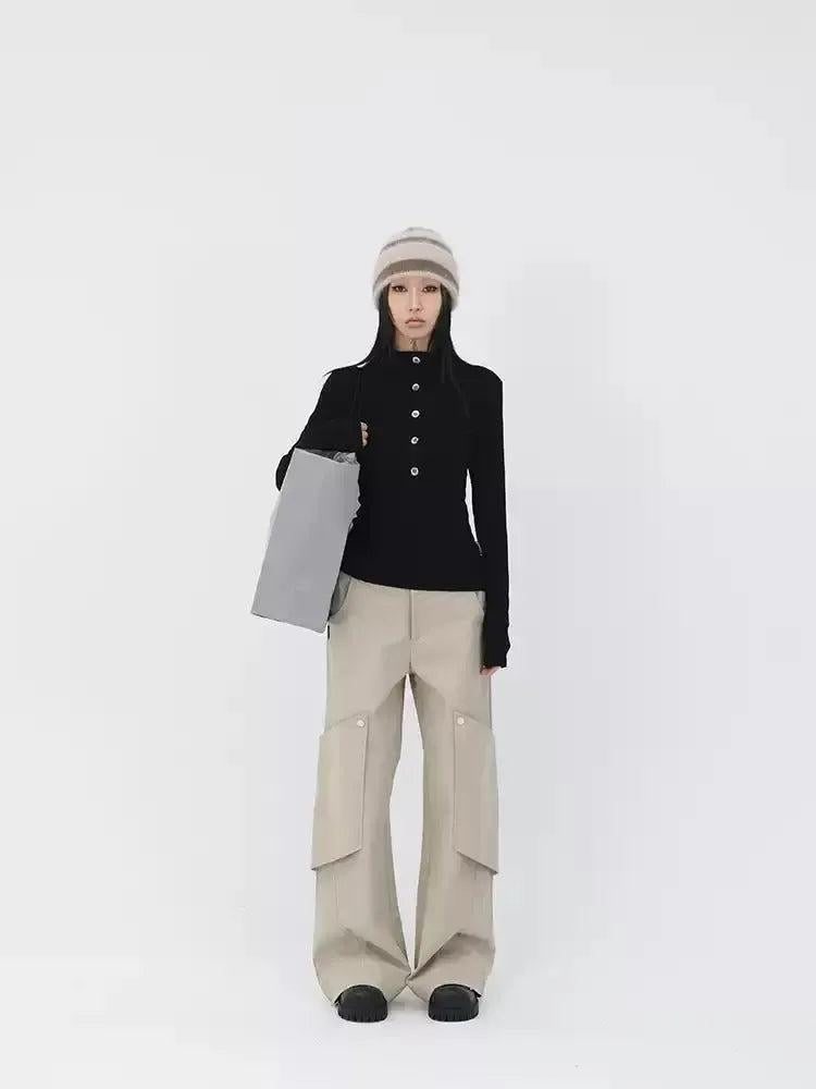 Kei Five-Buttons Slim Fit Long Sleeve T-Shirt-korean-fashion-T-Shirt-Kei's Closet-OH Garments